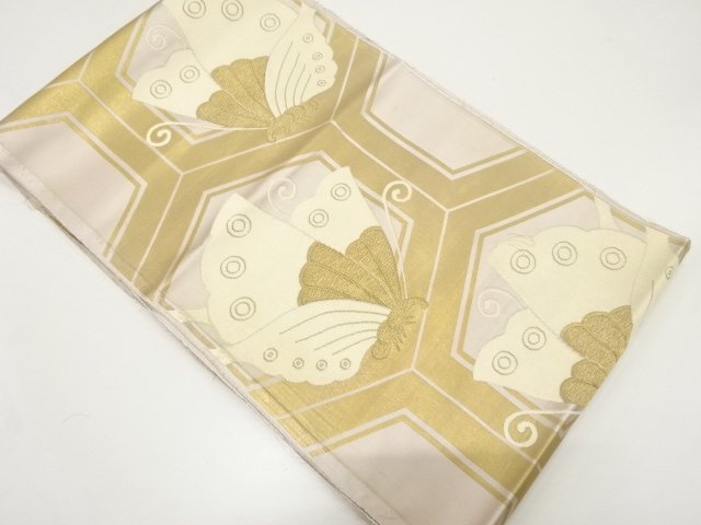 JAPANESE KIMONO / ANTIQUE BUTTERFLY / TORTOISE SHELL PATTERN WOVEN OBI